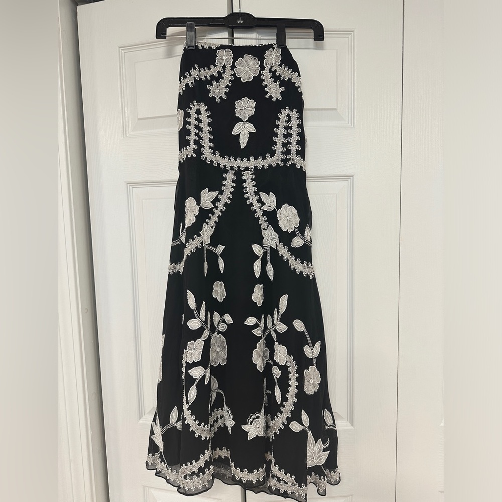 Adrianna Papell silk black, strapless beaded evening dress